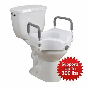 Drive Medical 2-in-1 Raised Toilet Seat & Removable Padded Arms, Standard Seat